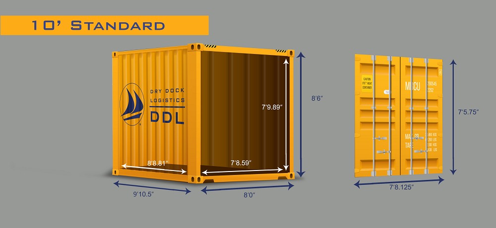 10 standard shipping container dimensions inches