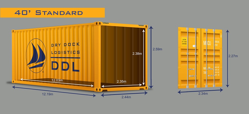 40 standard shipping container dimensions metric