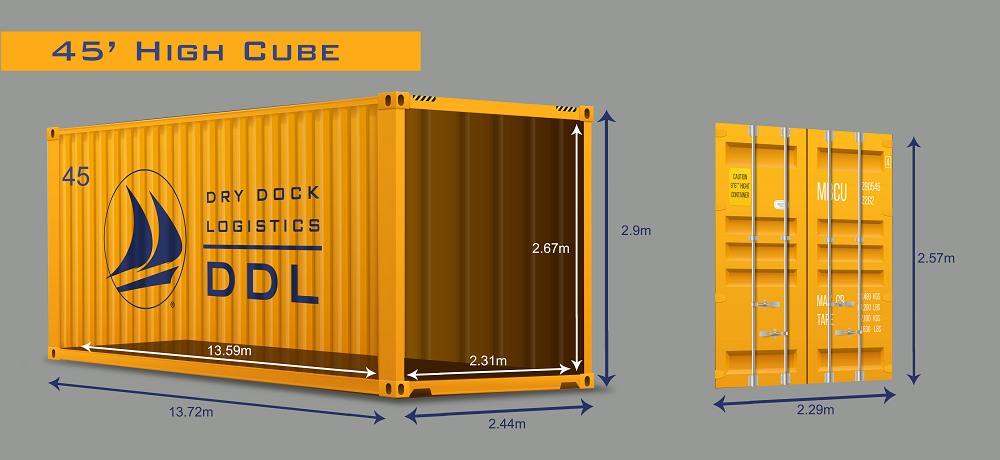 45 high cube shipping container dimensions metric